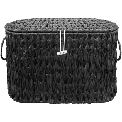 Coeusy Black Toilet Paper Basket with Lid,Wicker Toilet Paper Storage Stand,Large Narrow Bathroom Towel Basket Mega Roll Container Bin for Toilet Tank,Floor - color: Black