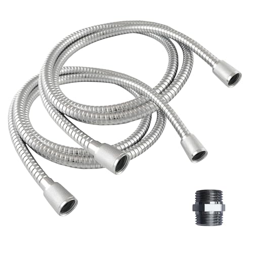 High Sierra Showerheads® - 2 Pack 6 ft Stainless Steel Premium Shower Hose with Non-Toxic and Safe Silicone Inner Tube & Hose Connector – Extra Long, Flexible Shower Hose – 72 Inches - Chrome - color: Chrome