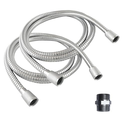 High Sierra Showerheads® - 2 Pack 6 ft Stainless Steel Premium Shower Hose with Non-Toxic and Safe Silicone Inner Tube & Hose Connector – Extra Long, Flexible Shower Hose – 72 Inches - Chrome - color: Chrome