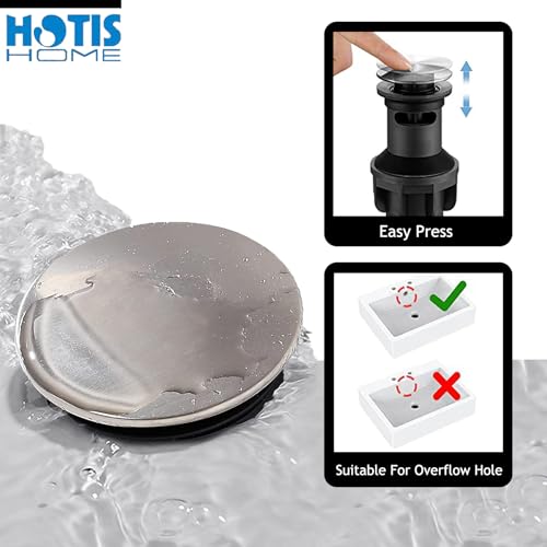Hotis Vessel Sink Faucet Brushed Nickel, Stainless Steel Tall Bathroom Faucet with 360° Swivel Spout, Single Handle 1 Hole Bathroom Faucets with Supply Lines and Pop Up Drain, HT-BF100 - color: Brushed Nickel