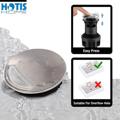Hotis Vessel Sink Faucet Brushed Nickel, Stainless Steel Tall Bathroom Faucet with 360° Swivel Spout, Single Handle 1 Hole Bathroom Faucets with Supply Lines and Pop Up Drain, HT-BF100 - color: Brushed Nickel