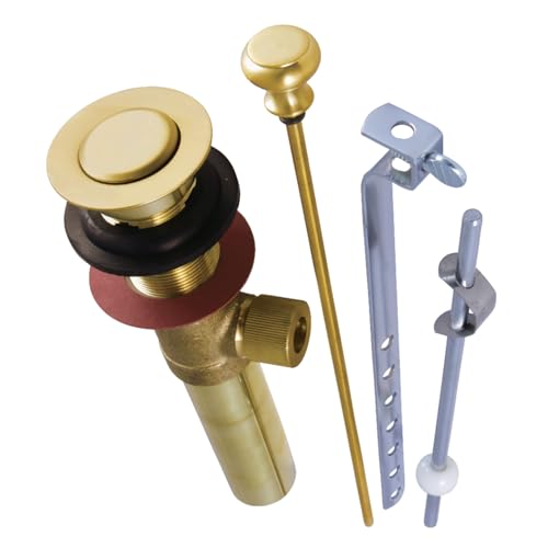 Kingston KB2007 Pop-Up Drain with Overflow, 22 Gauge, Brushed Brass - color: Brushed Brass