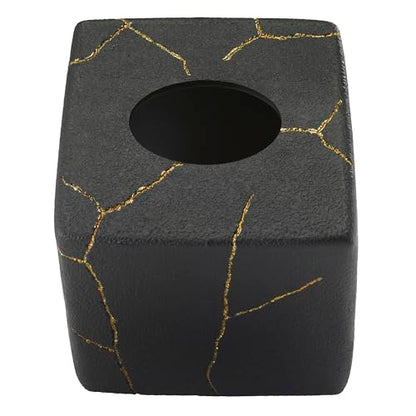 Nicole Miller - Tissue Box Cover, Resin Countertop Accessories, Dorm Room Essentials (Sydney Collection, Black/Gold) - size: Tissue Box Cover