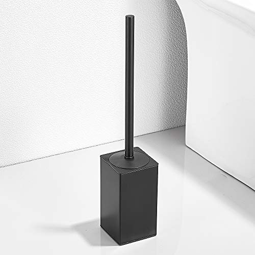 Freestanding Toilet Brush Holder for bathrooms 304 Stainless Steel Toilet Brush Stand Square Storage and Organization Rust Resistant 17-inch high Matte Black Finished - color: 17-inch High Square Matte Black
