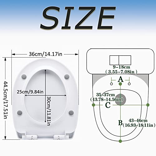 White Plastic Quick Release Toilet Seat - Oval Shape, Top Fixing with Adjustable Hinges, Easy Clean, Seagull and Starfish Design - One Size - color: Plum Blossom