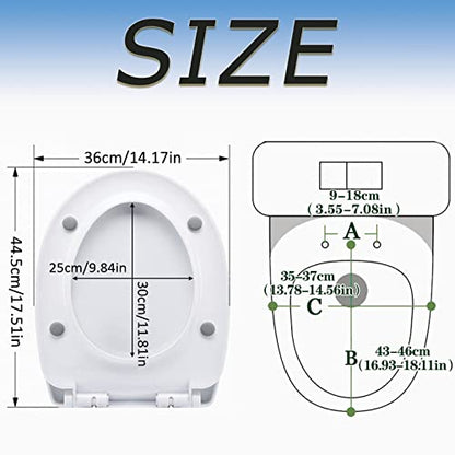 White Plastic Oval Toilet Seat with Quick Release, Top Fixing, Adjustable Hinges, Seagull and Starfish Design, One Size - color: Seagull and Starfish