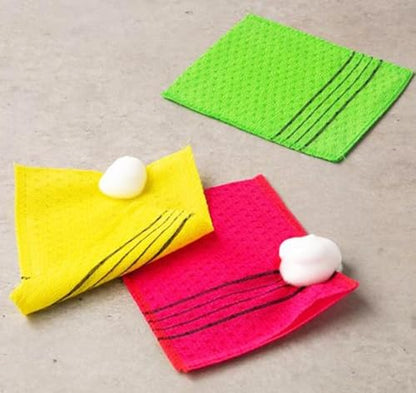 DEAD SKIn Korean Exfoliating Washcloth, Hard Type Body Scrub Towel, 100% Rayon, 3 Pack, 5.5 x 6.3 in