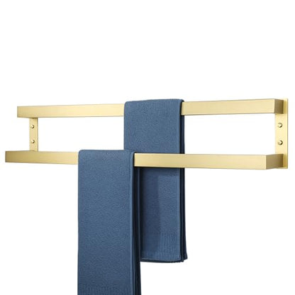 Alise Double Towel Bar, 32" Double Towel Racks for Bathroom, Brushed Gold | Bathroom Towel Rack Wall Mounted, 3.54" Wide Faster Drying, Ladder Design, SUS304 Stainless Steel - color: Brushed Gold, size: 32-inch