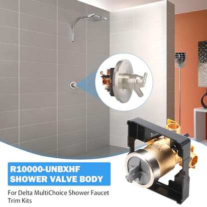 R10000-UNBXHF MultiChoice Tub and Shower Rough-In Valve Body, High Flow | Compatible with Single- and Dual-Function Delta Tub and Shower Trim Kits; High-Flow Design Replaces R10000-UNBXHF - style: R10000-UNBXHF
