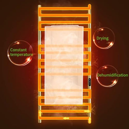 Gold Wall Mounted Heated Towel Rack,Gold Towel Warmers Rack for Bathroom, Timer & Temperature Control Electric Towel Drying Rack (14 Bars Brushed Gold A, Hardwired) - color: 14 Bars Brushed Gold a, size: Hardwired