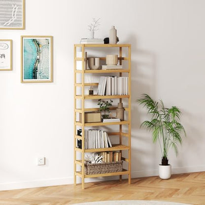 Bamboo Rack, Adjustable Bamboo Shelf, Bathroom Living Room, 6-Tier - size: 6-Tier-1