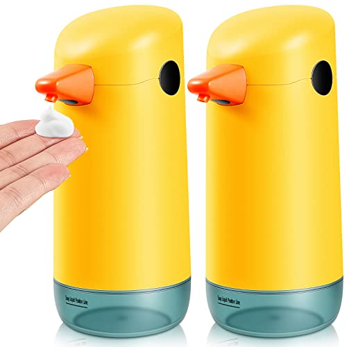 2 Piece Automatic Yellow Duck Soap Dispenser - Foaming, Touchless, Battery Powered for Bathroom & Kitchen