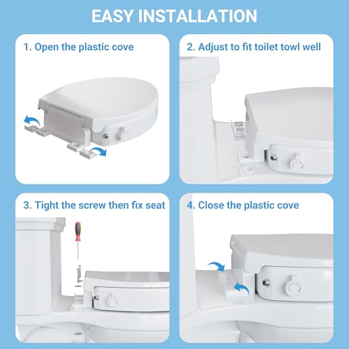 Bidet Toilet Seat Non Electric, Elongated Raised Toilet Bidet Seat with Dual Nozzles, Self Cleaning, Soft Close Lid, Rear and Feminine Washing for Seniors Adults - style: Raised Bidet Toilet Seat