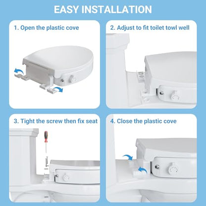 Bidet Toilet Seat Non Electric, Elongated Raised Toilet Bidet Seat with Dual Nozzles, Self Cleaning, Soft Close Lid, Rear and Feminine Washing for Seniors Adults - style: Raised Bidet Toilet Seat