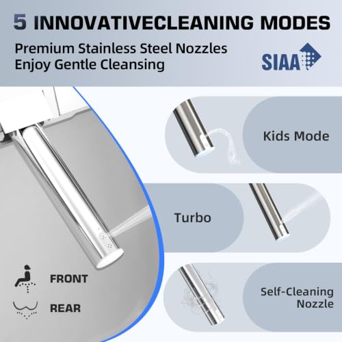 Tadashi Bidet Toilet Seat Elongated, Heated Toilet Seat, Instant Warm Water & Dryer, Feminine & Rear Wash, Self-Clean Nozzle, Slow Close Lid, Child/ECO/Silent Mode