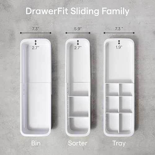 YouCopia DrawerFit® Sliding Drawer Bin, Expandable and Adjustable Kitchen Storage Organizer, Speckled White - style: Bin