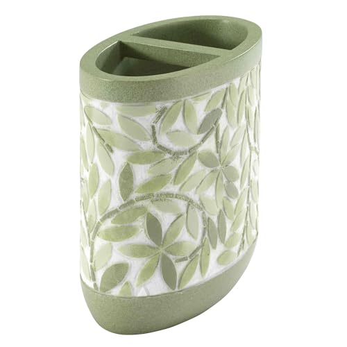 Avanti Linens - Toothbrush Holder, 100% Hand-Painted Resin Bathroom Accessories, Botanical Home Decor (Stratford) - size: Toothbrush Holder