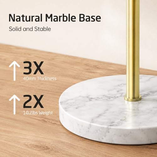 KES 40-Inch Freestanding Towel Rack with Weighted Marble Base, Brushed Gold | 10.2 Lb Natural Stone Base, 3 Swivel Arms, SUS304 Stainless Steel, Anti-Slip, Quick-Dry Design - color: Brushed Gold, size: 3 Arms