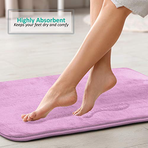 Clara Clark 3 Piece Bathroom Rugs Bath Mat Set, Velvet Memory Foam Bath Mats for Bathroom - Non-Slip, PVC Backing Bath Rugs, Washable - Dries Quickly, Lavender - color: Lavender Dream