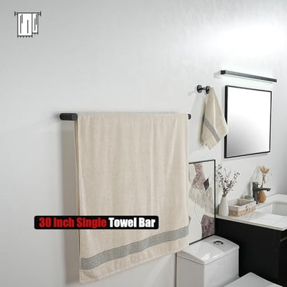 JQK Bath Towel Bar Black, 32.5 Inch 304 Stainless Steel Thicken 0.8mm 2 Pieces Towel Rack Bathroom Wall Mount, Useable Length 30 Inch, TB610L30-PB - color: Black, size: 32.5 Inch