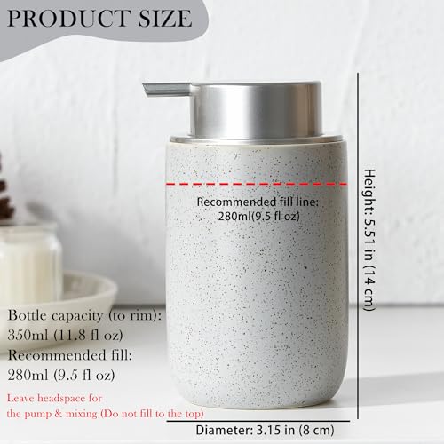 Gray Foaming Soap Dispenser,Ceramic Foam Dispenser with Silver Plastic Pump for Bathroom&Kitchen,12oz Refillable Foaming Dispenser - color: Light Gray