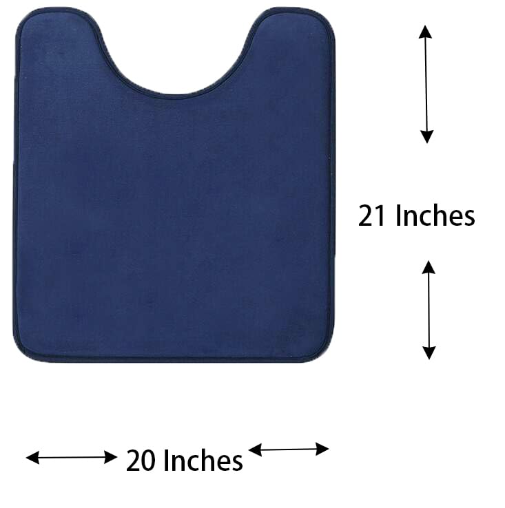 Madeals Memory Foam Toilet Mat and Velvet Toilet lid Cover Set with Toilet Tank Cover Velvet 3 Piece Toilet Set Navy Blue - color: Navy Blue