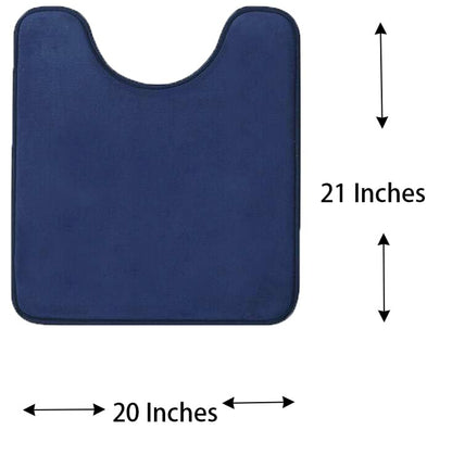 Madeals Memory Foam Toilet Mat and Velvet Toilet lid Cover Set with Toilet Tank Cover Velvet 3 Piece Toilet Set Navy Blue - color: Navy Blue