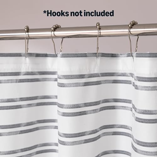 Amazon Basics Geometric Jacquard Fabric Shower Curtain for Bathroom, Lightweight, Waterproof and Washable, 72" W x 74" L, Grey Striped - size: 72"W x 74"L (Pack of 1)