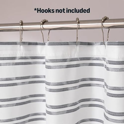 Amazon Basics Geometric Jacquard Fabric Shower Curtain for Bathroom, Lightweight, Waterproof and Washable, 72" W x 78" L, Grey Striped - size: 72"W x 78"L (Pack of 1)