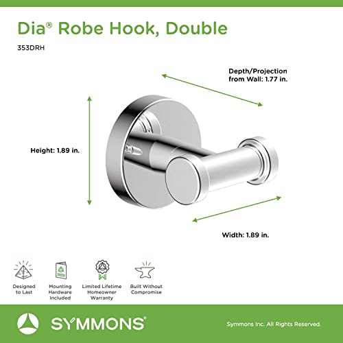 Symmons 353DRH Dia Wall-Mounted Double Robe Hook in Polished Chrome - color: Chrome