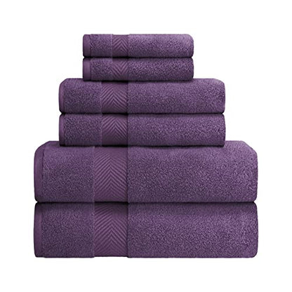 Zero-Twist Towel Collection, Luxurious Cotton Oversized 6-Piece Towel Set, Bath Towel 30" x 54", Hand Towel 16" x 30", Face Towel 13" x 13", Absorbent and Fast-Drying, Grape Seed by Blue Nile Mills - color: Grape Seed, size: 6 Piece Towel Set