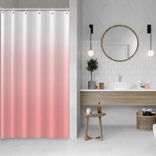 Ombre Pink Stall RV Shower Curtain with Hooks 36x72inches | Machine Washable Waterproof, Modern Solid Boho Gradient, Bathroom Dorm Hotel Room Divider, Easy to Install, Window Curtain - color: Pink, size: 36"W x 72"L (Pack of 1)
