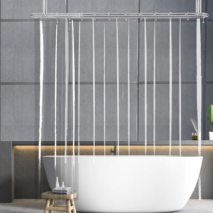 Clear Extra Wide and Long Shower Curtain Liner 96x84 for Bathtubs | Transparent Waterproof Peva Plastic Vinyl Shower Curtain Sets with 5 Bottom Magnets & 16 Metal Hooks - color: Clear, size: 96"W x 84"L (Pack of 1)