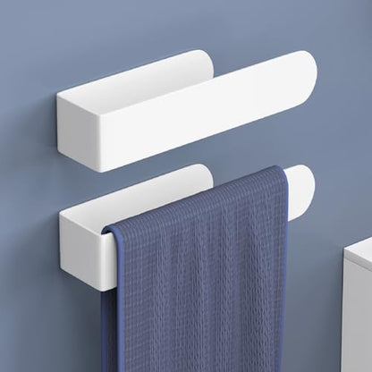 HUFEEOH 2 Pack Adhesive Hand Towel Holder, Kitchen Towel Rack Towel Bars Wall Mounted, Stainless Steel Bath Towel Hanger for Bathroom Hotel Kitchen (White, 8 Inch(2PC)) - color: White, size: 8 Inch (2PC)