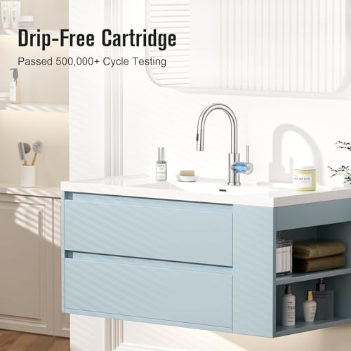 CREA Bathroom Faucet with Pull Out Sprayer,Brushed Nickel Single Handle Kitchen Bar Faucets for Mini Sink Pull Down Vanity Mixer Tap 2 Water Modes,cUPC/NSF - color: A-Brushed Nickel