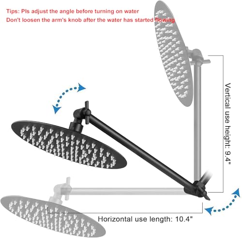 NearMoon Adjustable Shower Arm Universal Connection, Extension Arm, Adjust Angle to Upgrade Shower Experience, Easy to Install, Anti-leak (11 Inch, Matte Black) - color: Matte Black, style: 11 Inch Adjustale