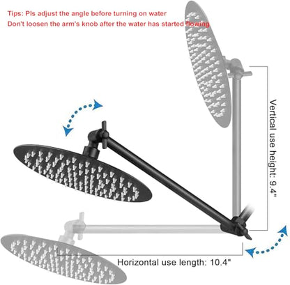 NearMoon Adjustable Shower Arm Universal Connection, Extension Arm, Adjust Angle to Upgrade Shower Experience, Easy to Install, Anti-leak (11 Inch, Matte Black) - color: Matte Black, style: 11 Inch Adjustale