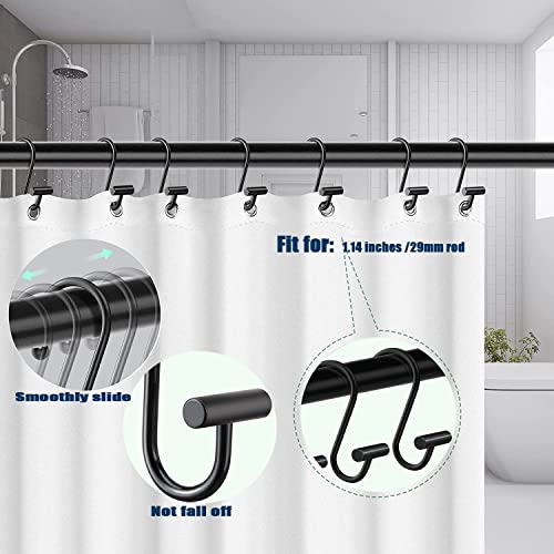 Gracelife Black Rust Resistant Metal T-Bar Shower Curtain Rings, Set of 12 - color: Black