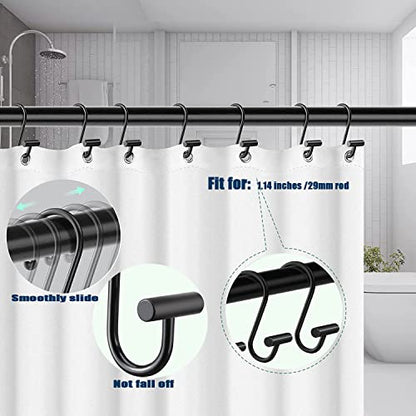 Gracelife Black Rust Resistant Metal T-Bar Shower Curtain Rings, Set of 12 - color: Black