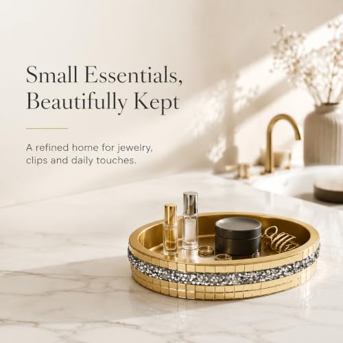 Gold Mosaic Soap Dish and Bathroom Tray, Shiny Soap Holder | Multi functional dressing table, kitchen bathroom storage tray, used for storing soap, rings, jewelry, and small accessories - size: Soap Dish