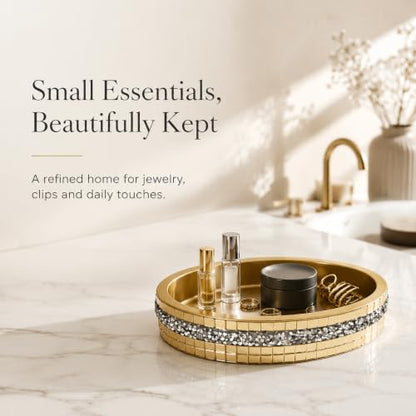Gold Mosaic Soap Dish and Bathroom Tray, Shiny Soap Holder | Multi functional dressing table, kitchen bathroom storage tray, used for storing soap, rings, jewelry, and small accessories - size: Soap Dish