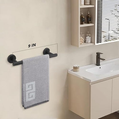 NearMoon Bath Towel Bar, Thicken Stainless Steel Shower Towel Rack Holder Wall Mounted for Bathroom, 9-lnch Overall Length-7-lnch Usable Hanging Space (1 Pack, Matte Black) - color: Matte Black, size: 9 Inch