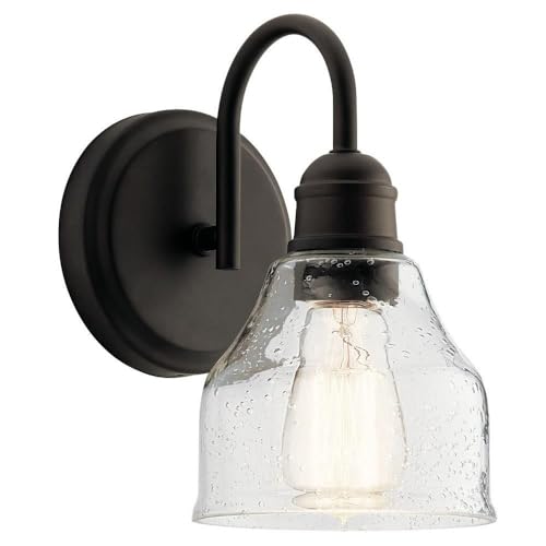 KICHLER Avery 9.25" 1 Light Vanity Light with Clear Seeded Glass Olde Bronze® - color: Old Bronze, size: 1-Light
