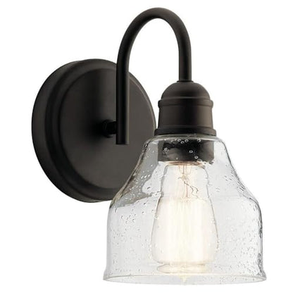 KICHLER Avery 9.25" 1 Light Vanity Light with Clear Seeded Glass Olde Bronze® - color: Old Bronze, size: 1-Light