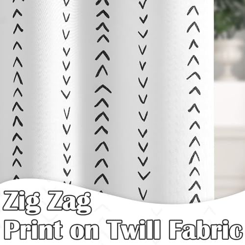 jinchan Black and White Boho Shower Curtain Herringbone Zig Zag Waterproof Fabric Bohemian Modern Farmhouse Arrow Geometric Shower Curtains for Bathroom with 12 Hooks 70x72 Inches - color: Boho Chevron Black, size: 70"W x 72"L (Pack of 1)