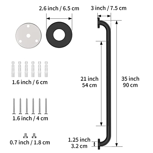 36 Inch Shower Grab Bar Oil Rubbed Black, Munzong Anti Slip Bathroom Grab Bar, Knurled Bathroom Balance Bar,Safety Hand Rail Support Handicap Elderly Injury Senior Assist Bath Handle | Knurled Bathroom Balance Bar,Safety Hand Rail Support Handicap Elderly