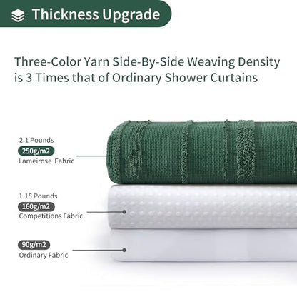 Dark Green Shower Curtain Boho, Cotton Blend Waffle Shower Curtain Textured, Fabric Shower Curtains for Bathroom, Hotel, 72 x 72 - color: Dark Green, size: 72"W x 72"L (Pack of 1)