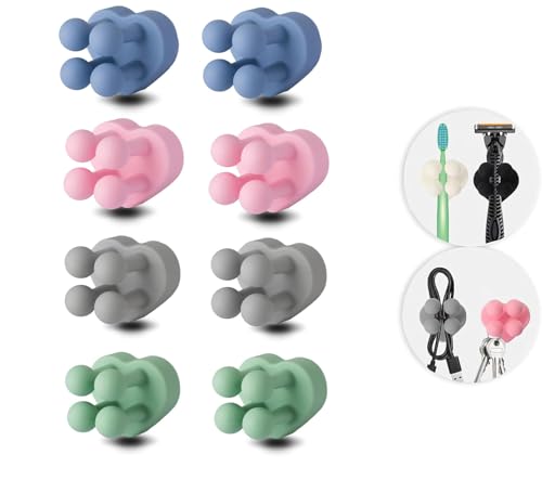8 Pcs Heart Shaped Waterproof Silicone Toothbrush Holder,Cute Multi-Function Wall Mounted Self Adhesive Utility Hook for Hanging Towel Key Plug Cable for Kitchen Bathroom Home Office Mixed3 - color: 8pcsmixedheart3