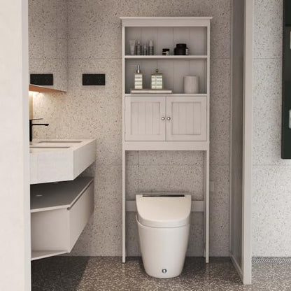 HRVEOCEI White Over The Toilet Storage Cabinet with Doors, Freestanding Bathroom Above Toilet Storage & Tall Bathroom Over Toilet Storage Cabinet (Style2) - style: Style2