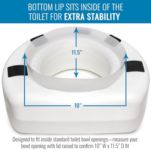 HealthSmart Enhanced Comfort 5" Raised (Round) Toilet Seat Risers for Seniors 5 Slip Resistant Pads FSA/HSA Eligible Padded Toilet Seat Elevation 15.7 x 15.2 x 6.1 - style: New and Improved